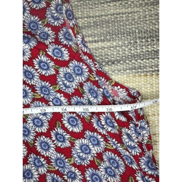 BYER TOO! Dress 11 Red Blue Floral Pockets Long Prairie Cottagecore VTG - Picture 7 of 9